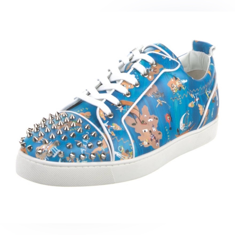 Christian Louboutin Blue Studded Sneakers